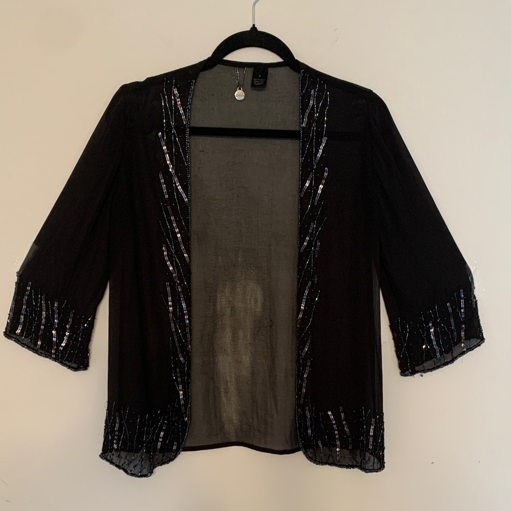 Witchy whimsigoth BKE Black Sequin sheer Cardigan size S